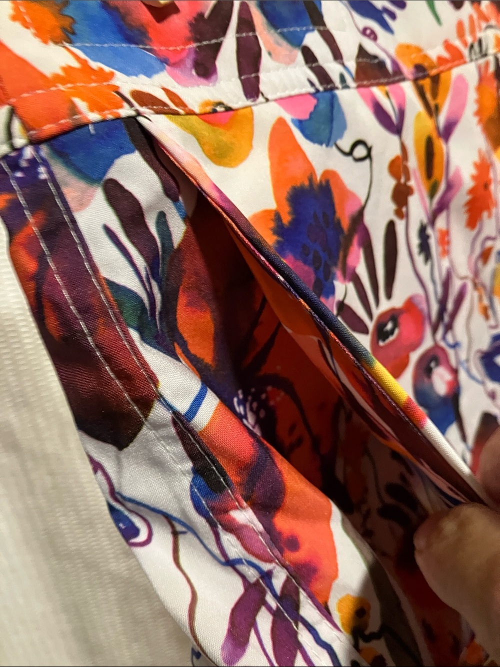Ripskirt Hawaii Floral Mini Skirt in White with Orange and Purple Accents - Picture 8 of 10